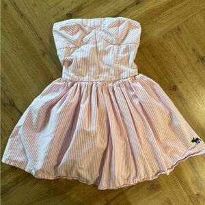 Vintage Abercrombie & Fitch Pink Stripe Strapless Dress S Y2K Coquette Preppy